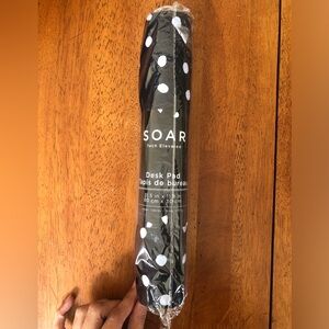 Soar Tech Elevated Desk Pad Black White Polka Dot 31.5 x 11.8 in